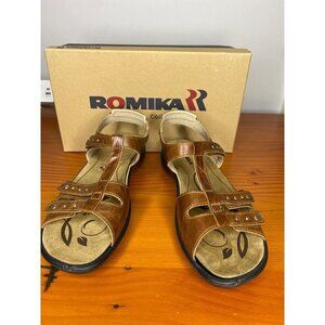 Romika Womens Brown Leather Sandals Size 42/11 Comfortable padded sole